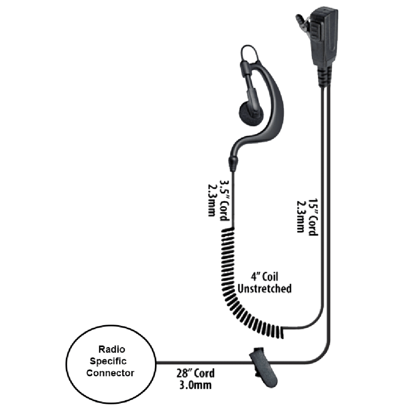 Klein Electronics-Accessory-BodyGuard Earpiece-Klein Electronics BodyGuard 2-Wire Earpiece w/PTT, Microphone & Clothing Clip Adjustable earloop split-wire security kit for left or right ear usage. PTT button/Microphone combo with steel clothing clip SMEP7 available option See Radio Connector Chart Note: You must choose the correct radio connector for this item. Only specific radios are supported. To find the proper connector for your radio, click on the radio connector chart link above.-Radio Depot