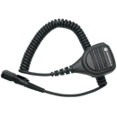 Full kit view of the Motorola PMMN4073 IMPRES Compact Remote Speaker Microphone (RSM). This unit features a 3.5mm audio jack and is UL Approved (intrinsically safe).